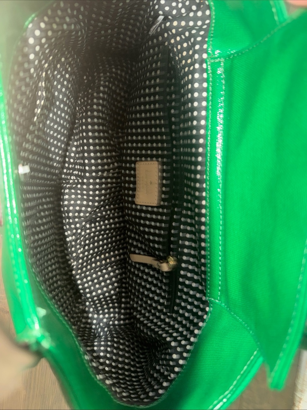kate spade Emerald Green Tote with Cream Handles - Picture 3 of 5